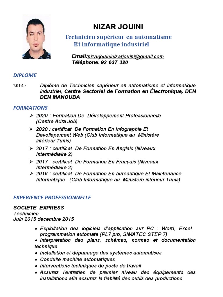 Copie de CV Nizar Jouini | PDF | Informatique | Application