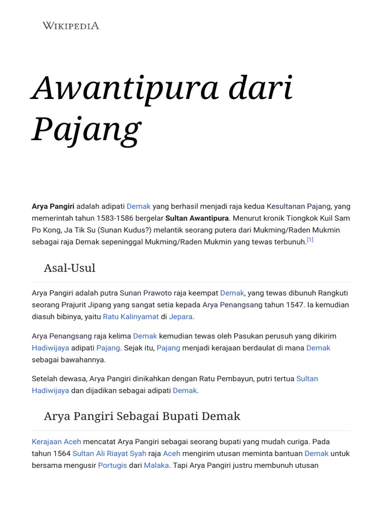 Arya Pangiri dan Kerajaan Pajang | PDF | Agama & Spiritualitas
