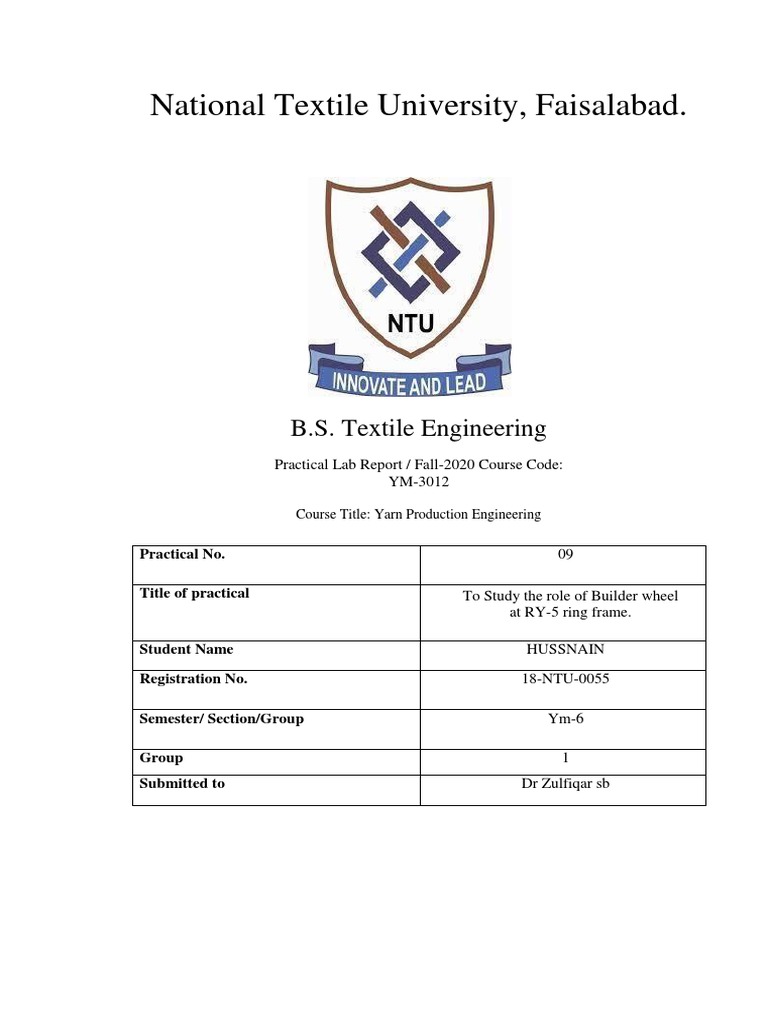 National Textile University, Faisalabad.: B.S. Textile Engineering | PDF