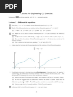 Calculus For Engineering Q1 Exercises: Lecture 1 - Differential Equations