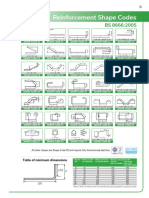 Reinforcement Shape Codes: Table of Minimum Dimensions