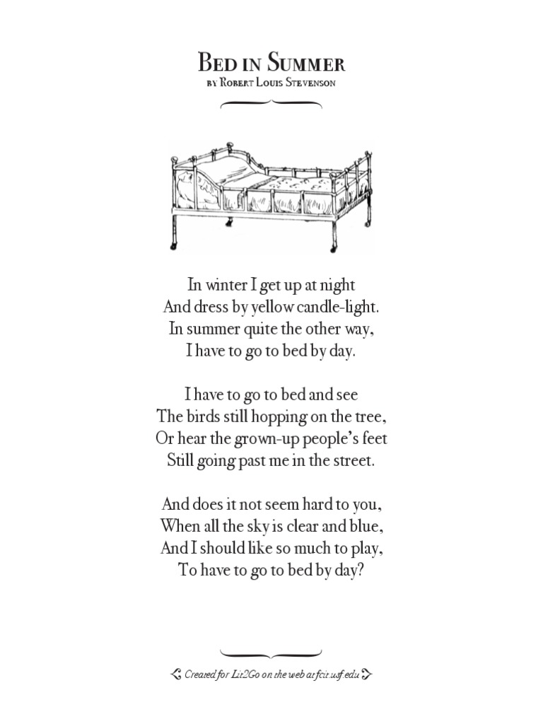 A Childs Garden of Verses Selected Poems 004 Bed in Summer | PDF