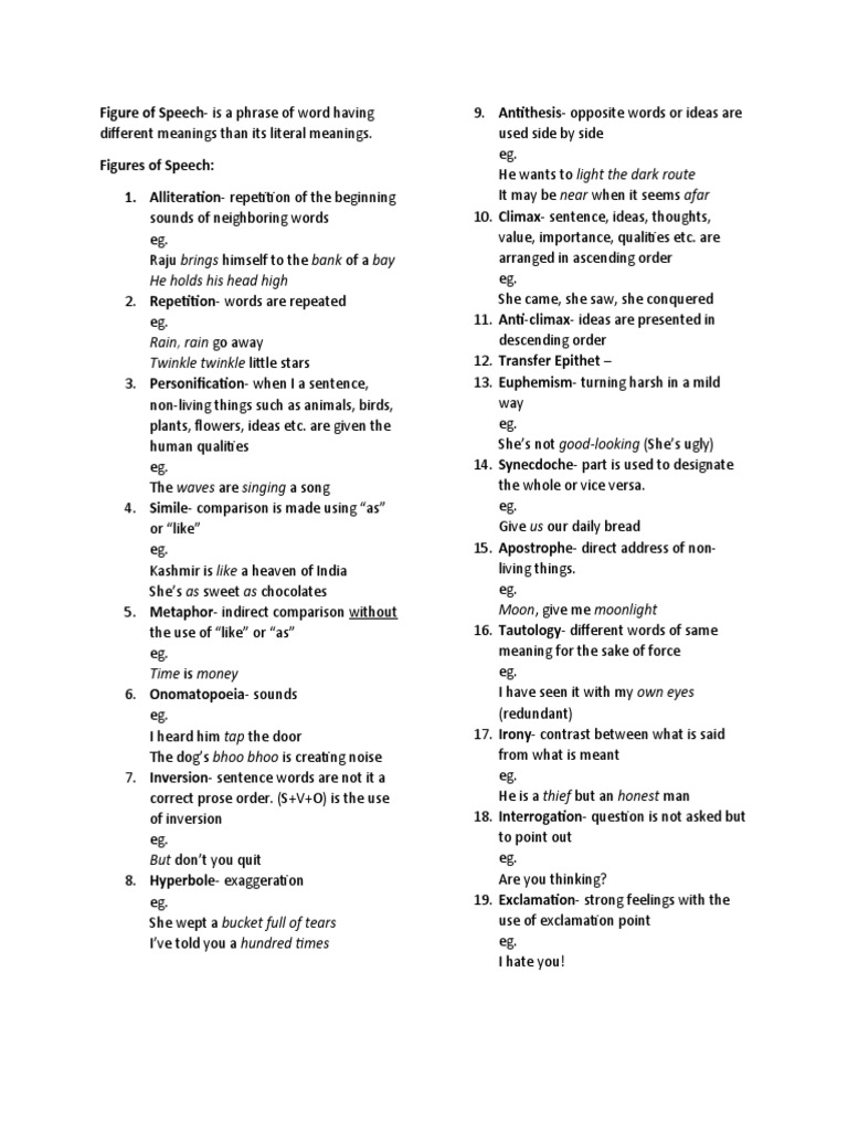 Figure of Speech PDF Clause Linguistics