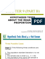 Chapter 9 (Part B) : Hypothesis Tests About The Mean and Proportion