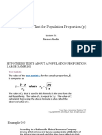 Hypothesis Test For Population Proportion (P) : Lecture 7c Naveen Abedin