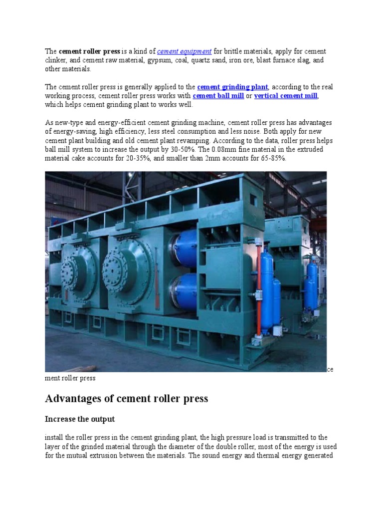 Advantages and Disadvantages of Roller Press PDF Mill (Grinding
