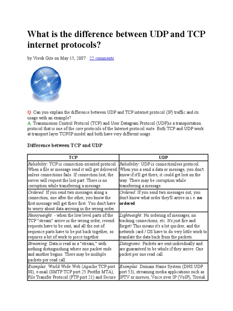 What Is The Difference Between UDP and TCP Internet Protocols ...