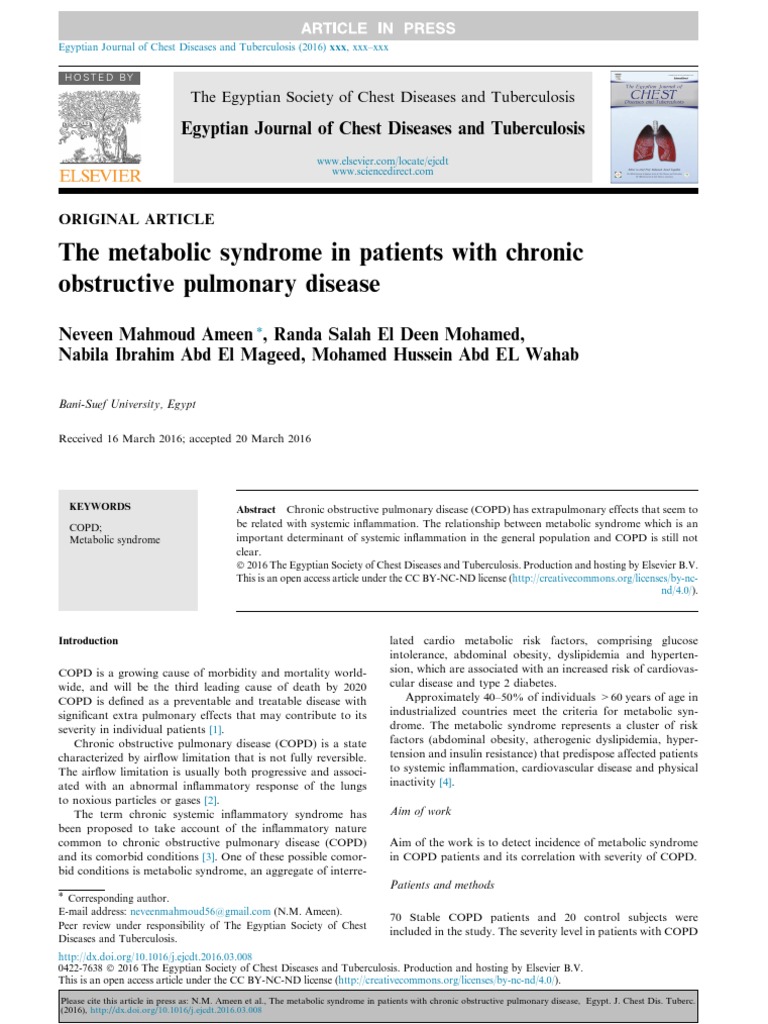 The Metabolic Syndrome in Patients With Chronic Ob | PDF | Metabolic ...