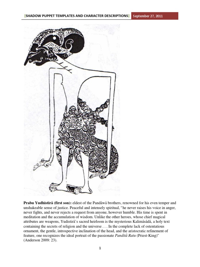 Shadow Puppet Templates and Character Descriptions September 27, 2011