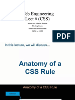 Web Engineering Lect 6 (CSS) : Instructor: Faheem Shaukat Meeting Hours Wednesday and Thursday 12PM To 02PM