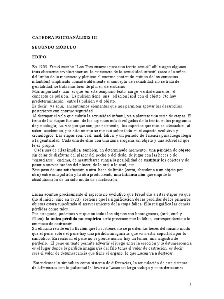 Edipo y la Teoría Sexual de Freud | PDF | Complejo de Edipo | Jacques Lacan