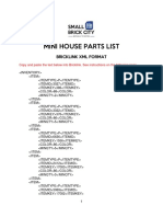 Mini House Parts List