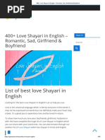 400+ Love Shayari in English - Romantic, Sad, Girlfriend & Boyfriend