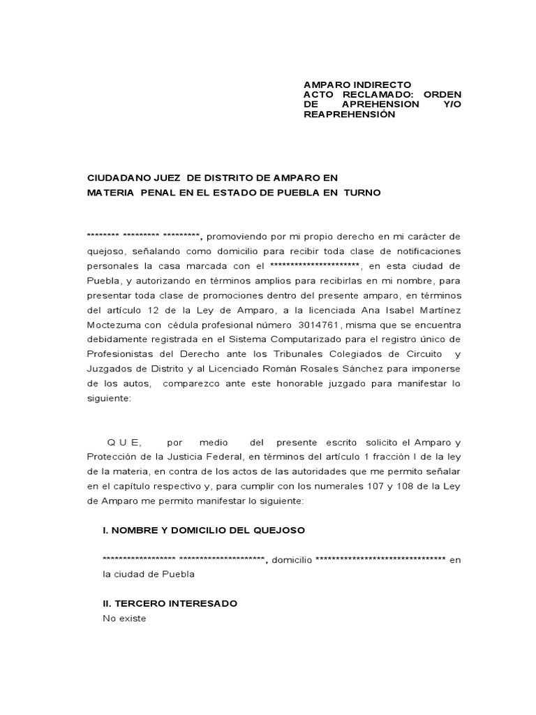 Amparo Buscador Contra Orden de Aprehension | PDF | Policía | Estado ...