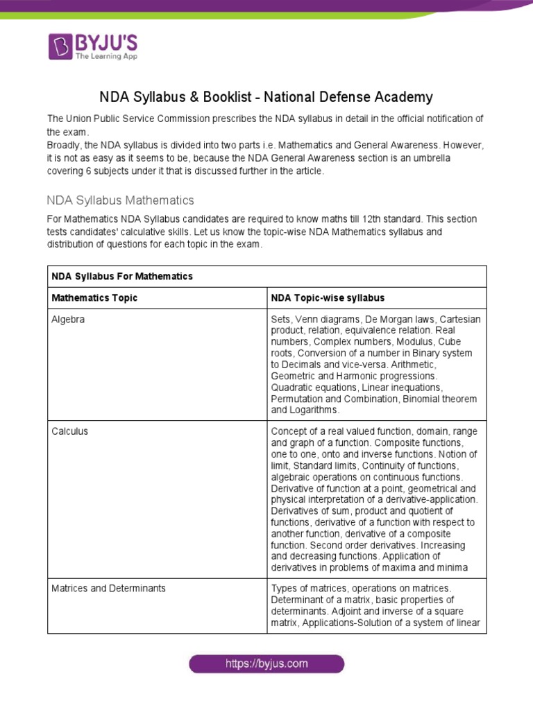 NDA Exam Syllabus Overview | PDF | Euclidean Vector | Equations