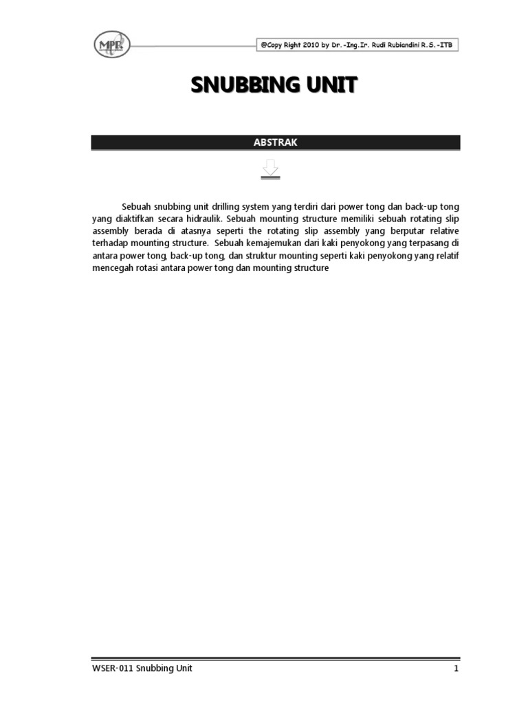 Snubbing Unit untuk Operasi Pipa Efisien | PDF