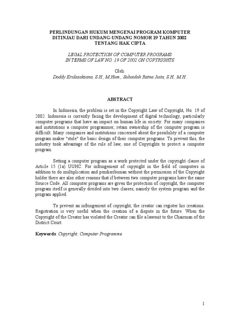 Legal Protection of Computer Programs | PDF | Copyright | Intellectual ...