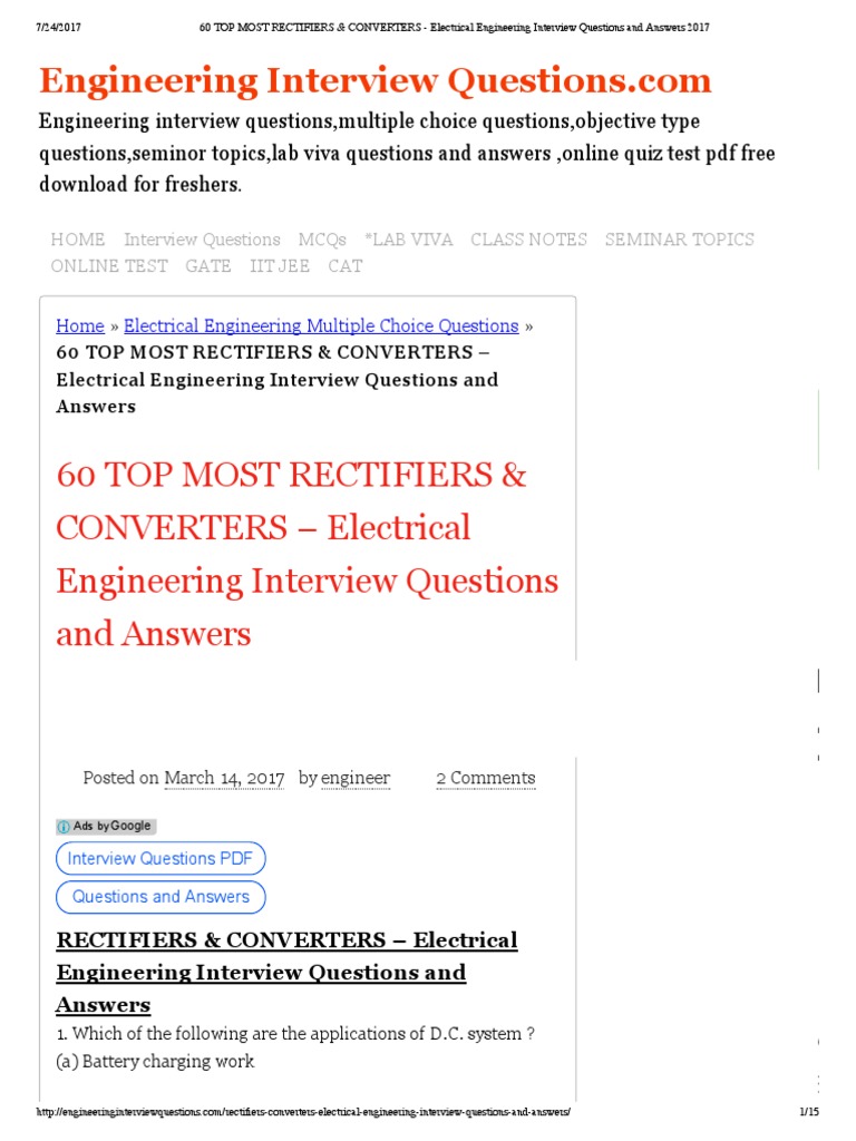 Start Download View PDF 60 Top Most Rectifiers & CONVERTERS