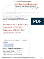 100 Top Most Power Plant Engineering - Electrical Engineering Objective Type Questions and Answers