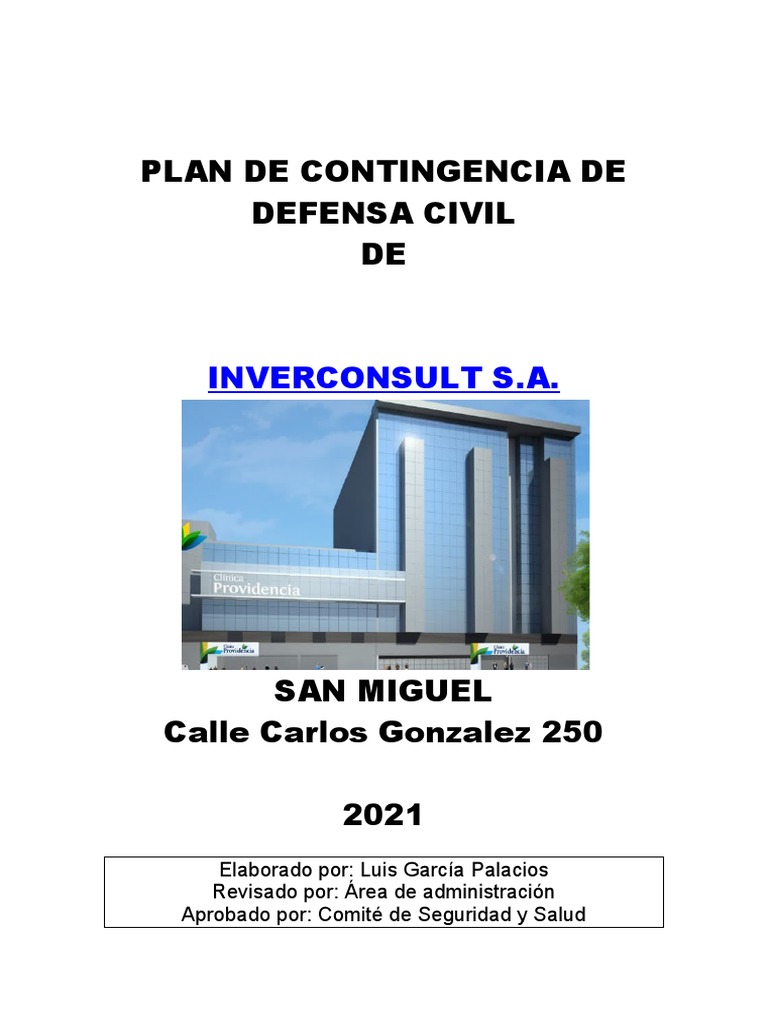 Plan de Seguriad y Evacuacion en Defensa Civil | PDF | Defensa Civil ...