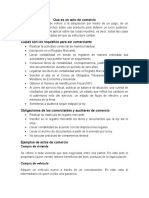 Actos de Comercio, Requisitos para Ser Comerciante, Obligaciones de Los Comerciantes y Auxiliares Del Comercio