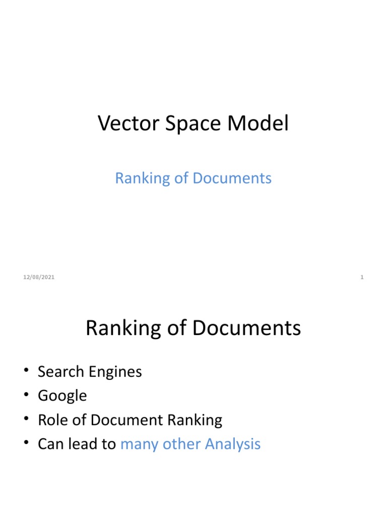 Vector Space Model: Ranking of Documents | PDF