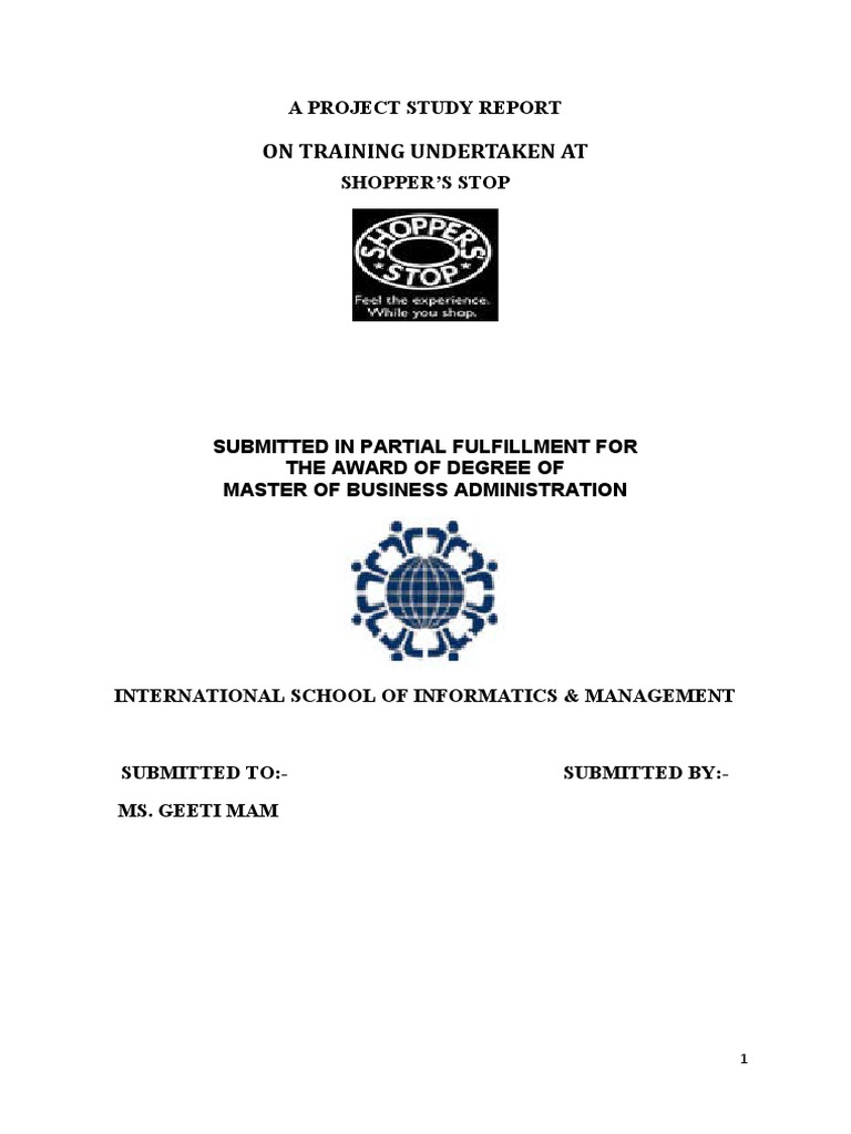 A Project Study Report | PDF | Retail | Supermarket