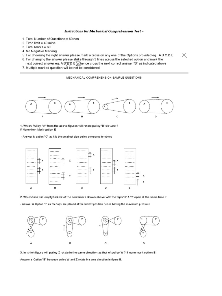 Sample Mechanical Comprehension Test Chemical Engineering Applied