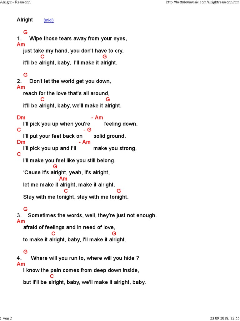 Alright - Reamonn | PDF
