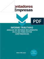 Informe Tributario: Análisis de Reparos Recurrentes en El Igv para Evitar Contingencias