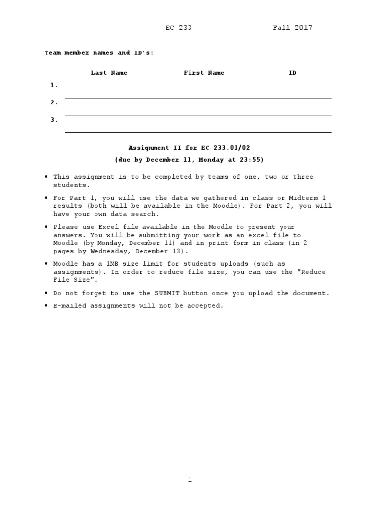EC 233 Assignment II Guidelines | PDF | Probability Distribution ...
