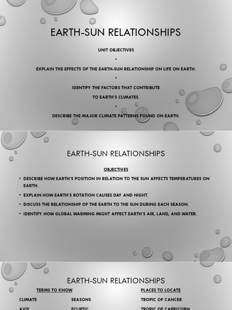 Earth-Sun Relationships Power Point | PDF | Earth | Equator