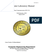 Computer Laboratory Manual: Data Communication (CE-312) Fall Semester, 2021 Batch 2019