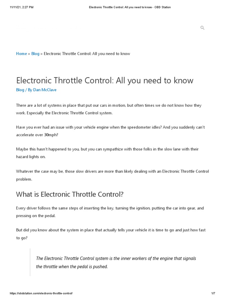 Understanding Electronic Throttle Control | PDF | Throttle | Transport