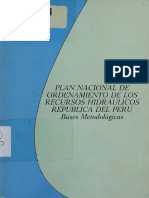 Plan Nacional de Ordenamiento de Los Recursos Hidraulicos Republica Del Peru