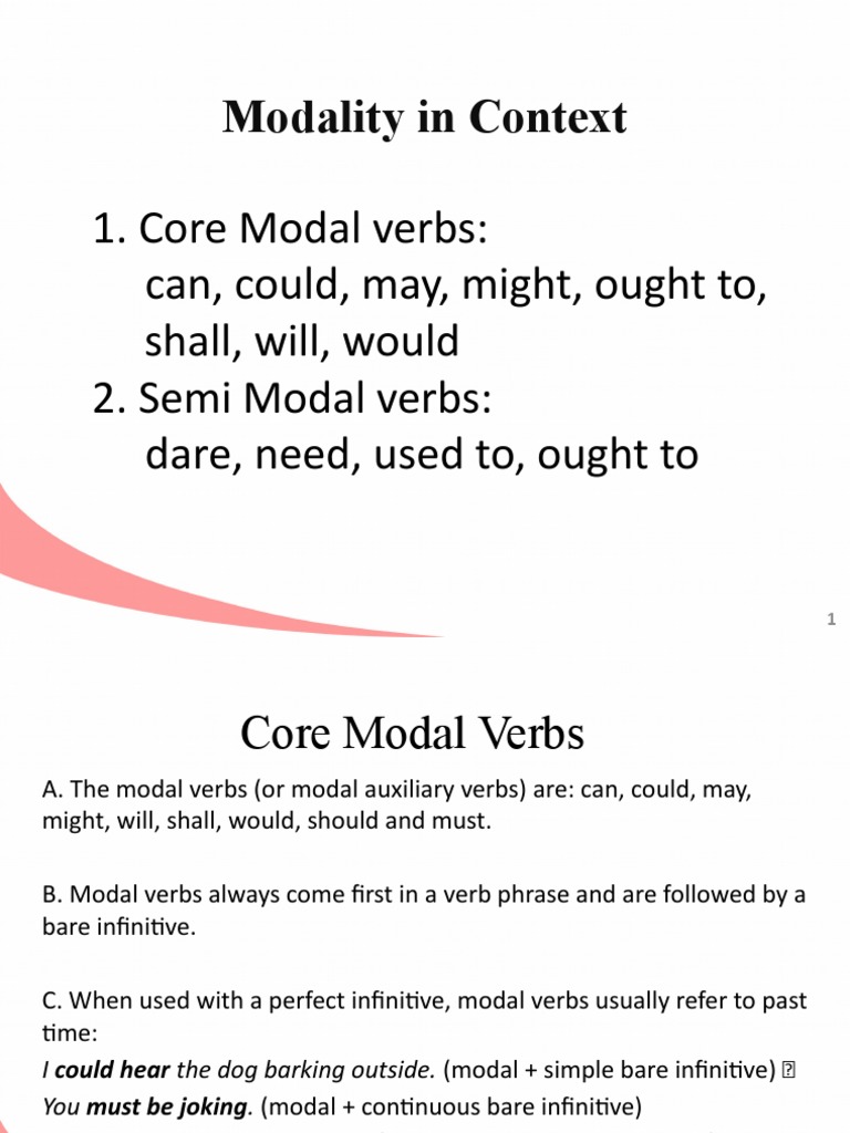 MATERI KP 1 - Core Modal & Semi Modal | PDF | Semantics | Morphology