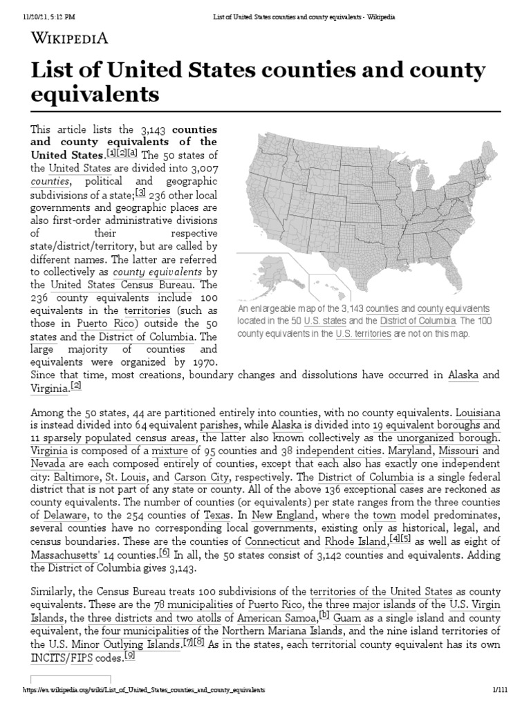 List of United States Counties and County Equivalents PDF County (United States