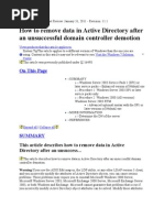 How To Remove Data in Active Directory After An Unsuccessful Domain Controller Demotion