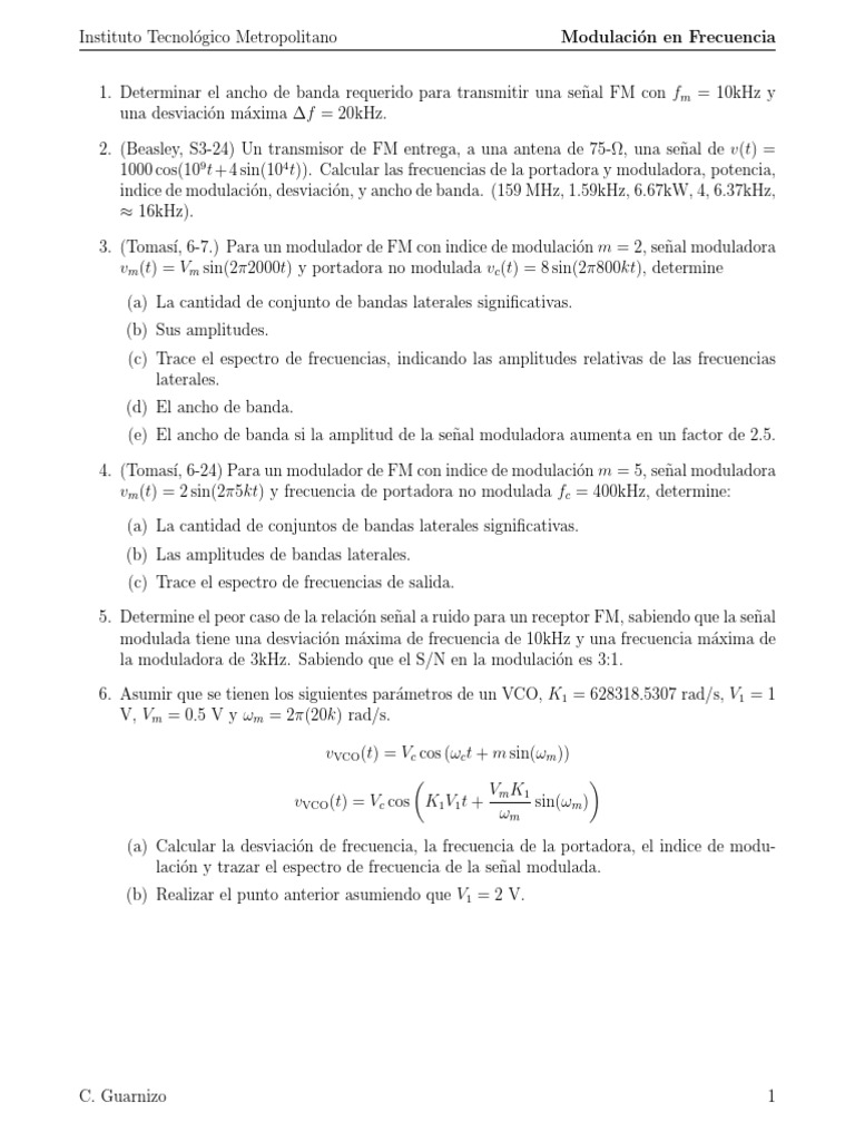 Análisis de Modulación en Frecuencia FM | PDF | Modulación de ...