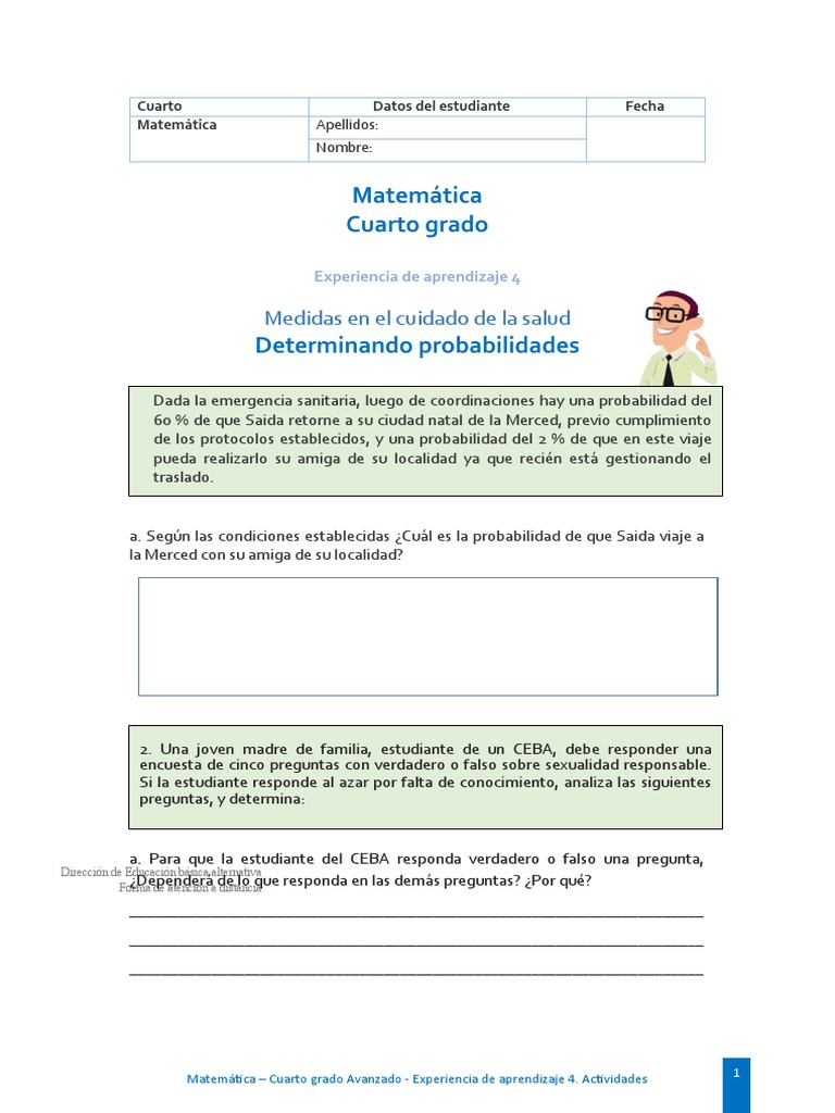 Probabilidades para Cuarto de Primaria | PDF | Probabilidad