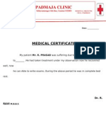 Padmaja Clinic: Medical Certificate