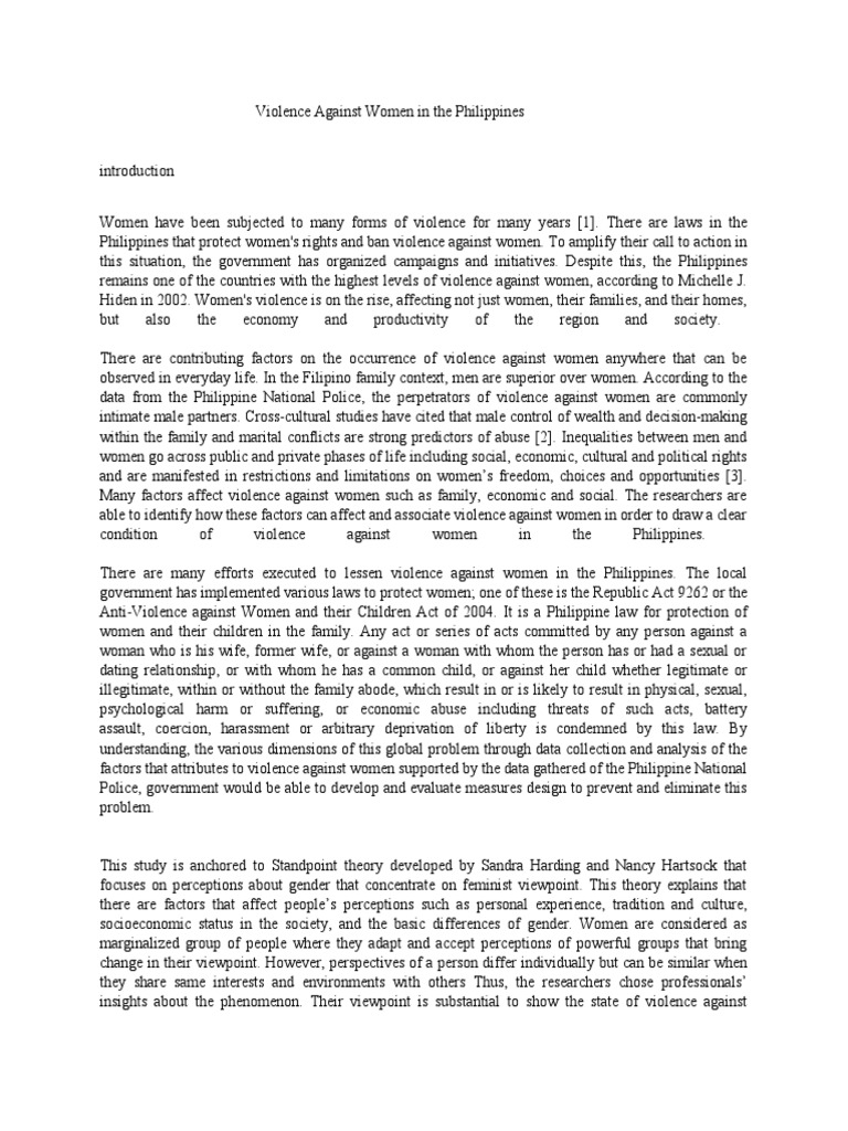 Violence Against Women in The Philippines | PDF | Violence Against ...