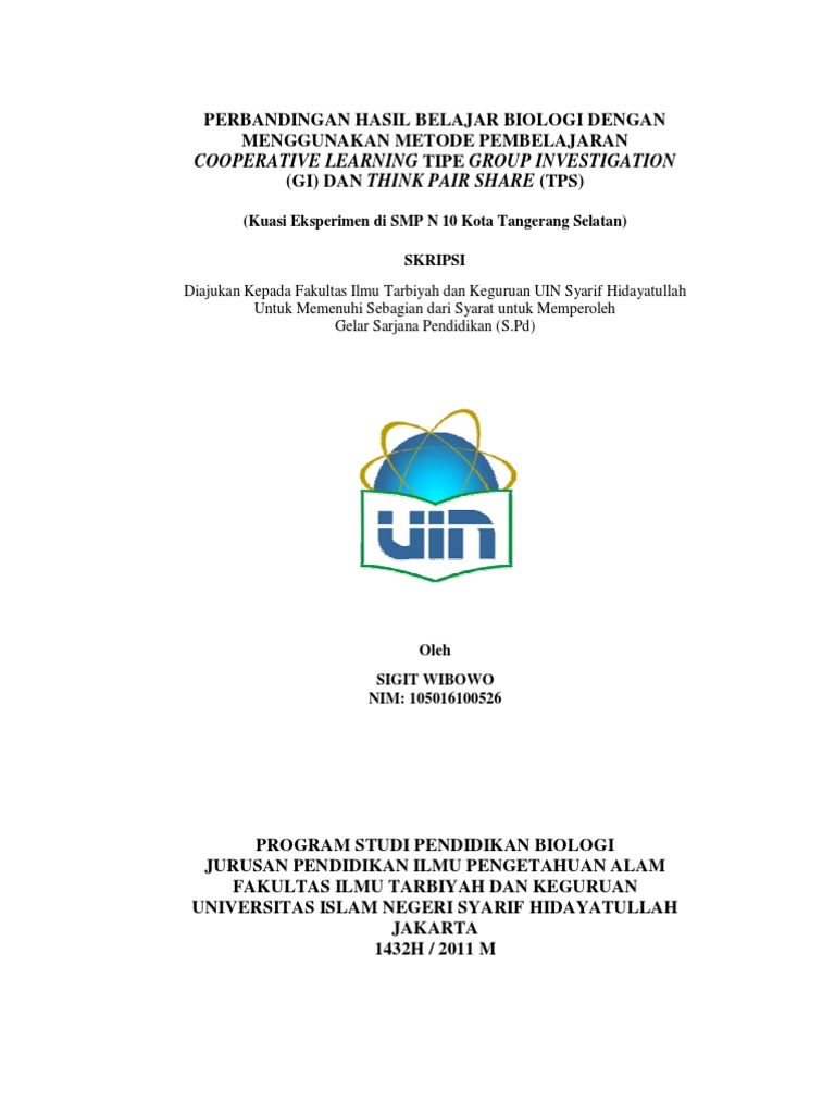Judul Skripsi Quasi Eksperimen Pendidikan Biologi