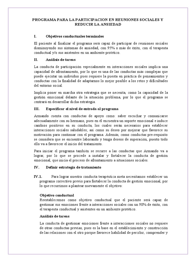 Programa para Reducir Ansiedad Social | PDF | Ansiedad | Las emociones