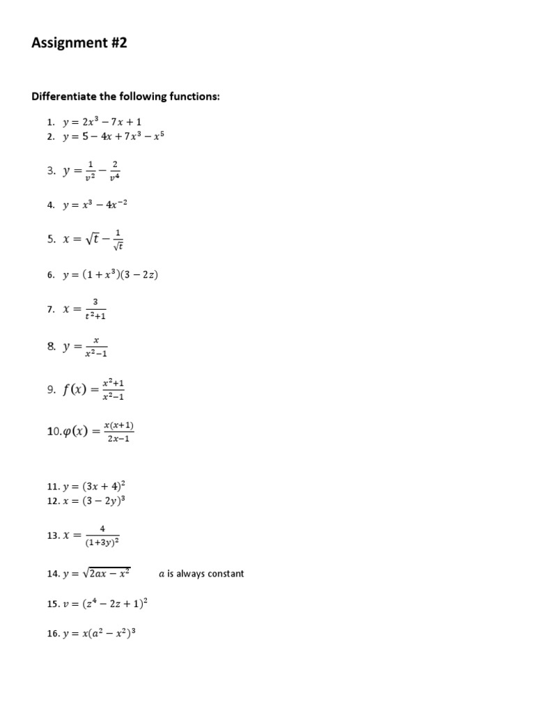 Function Differentiation Assignment | PDF