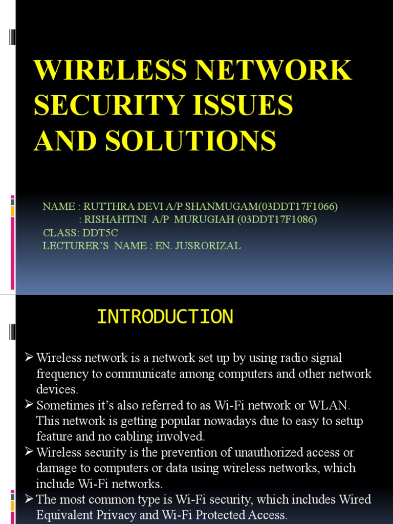 Wireless Network Security Issues & Solutions | PDF | Computer Network ...