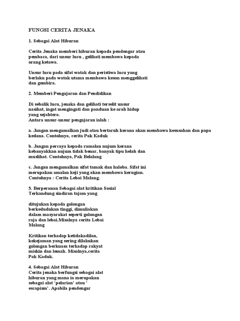 Fungsi Cerita Jenaka