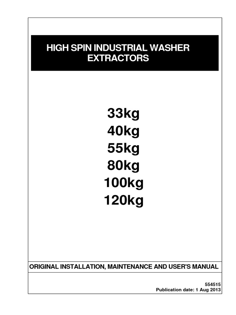40kg Industrial Washer Extractor Manual | PDF | Washing Machine | Water ...