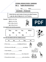 International Indian School, Dammam CLASS - 1 English Worksheet No.4