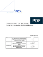 Lineamiento de Vacunacion para Los Estudiantes Personal y Docentes de La Carrera de Medicina Humana